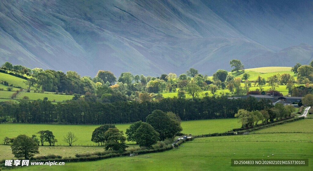 田园风光中的静谧乡村景色