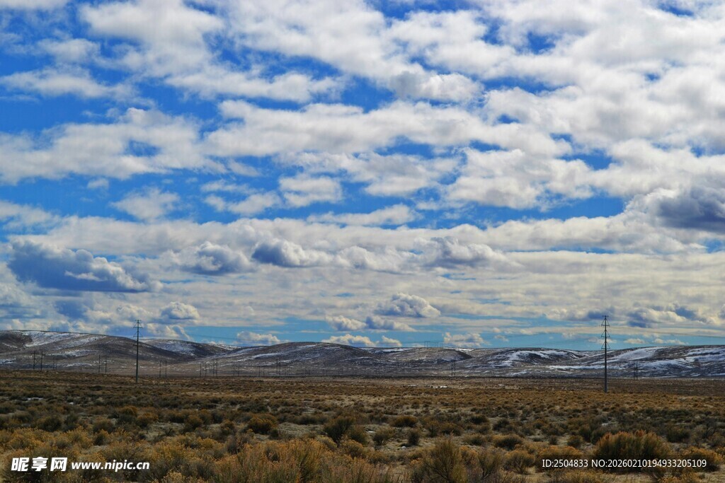 蓝天白云下的广袤原野