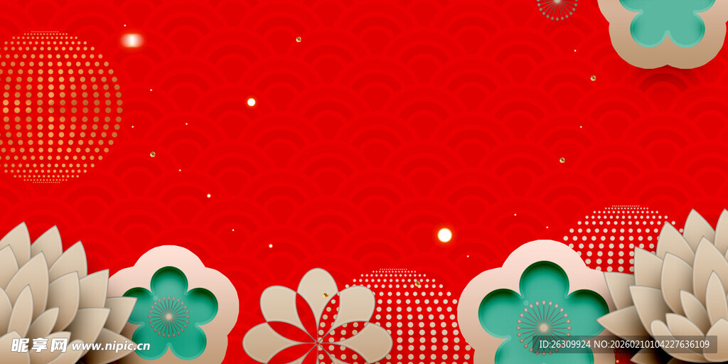 红色背景的精致装饰图案