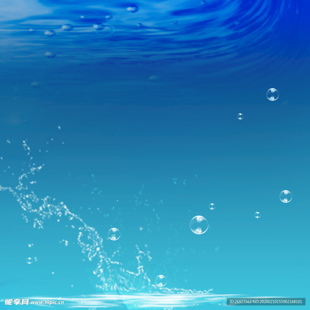 蓝色水底气泡动态场景