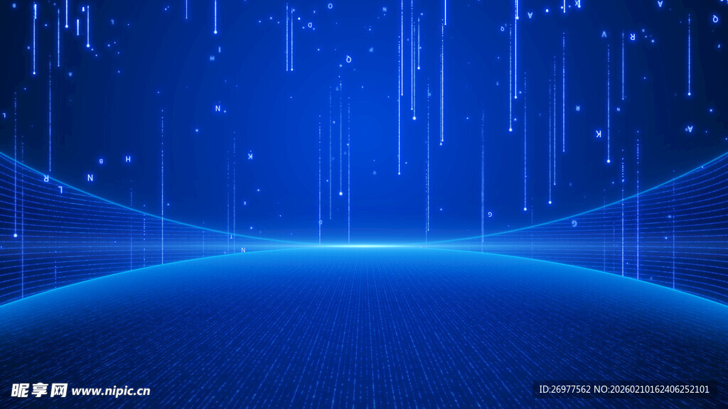 蓝色科技感数字背景画面