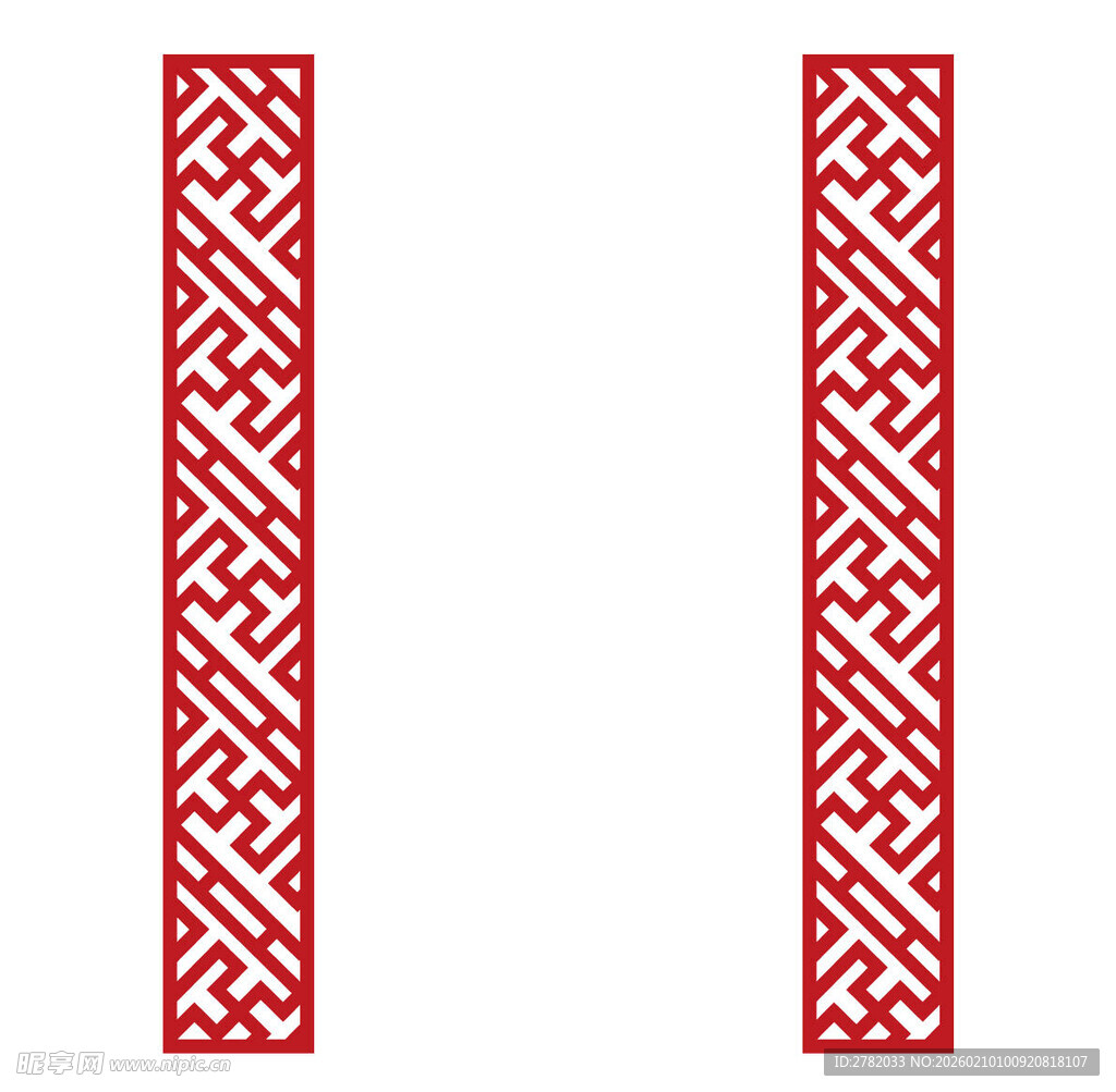 中式红色镂空花纹矢量装饰条