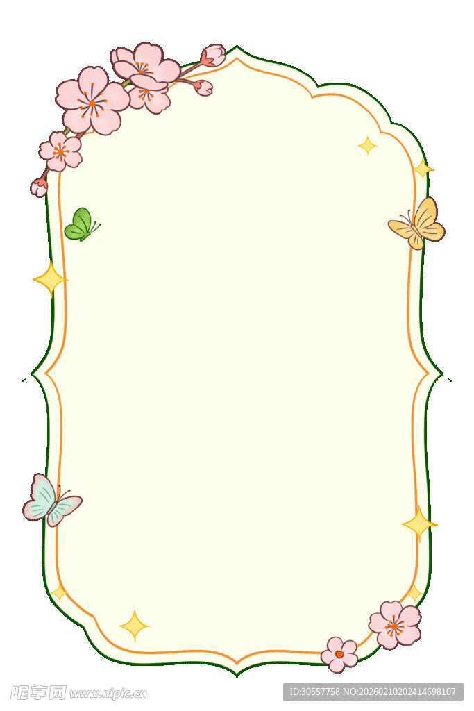 花朵装饰的空白边春季桃花边框