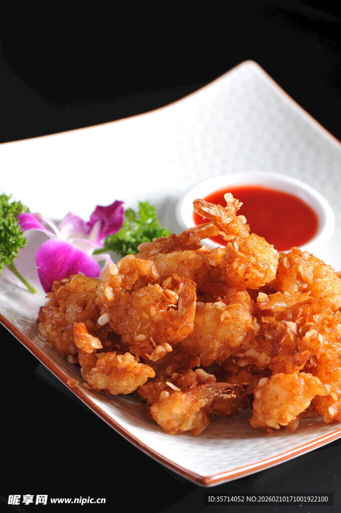 香酥炸虾配蘸料