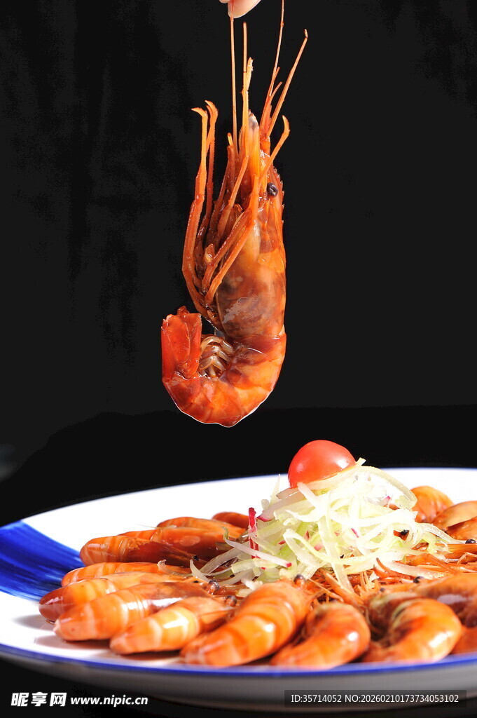 鲜虾美食特写诱人垂涎