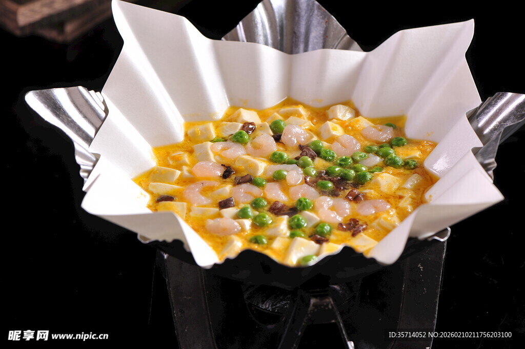 纸托虾仁蔬菜美味料理