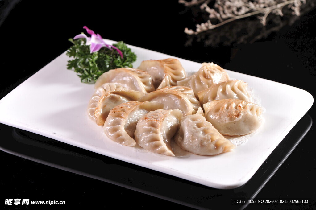 精致摆盘的美味饺子