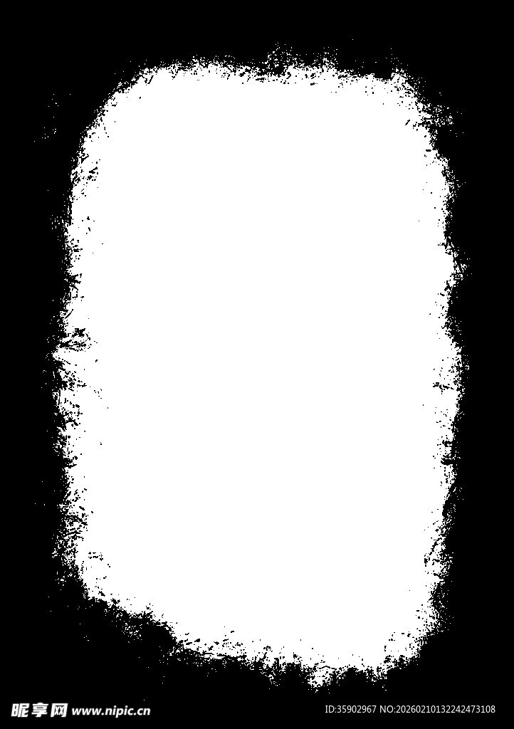 黑白毛边方形边框效果