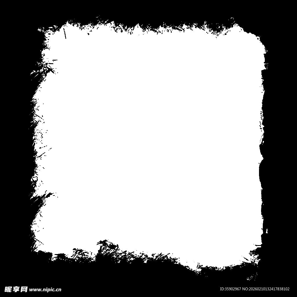 黑白墨痕方形边框背景