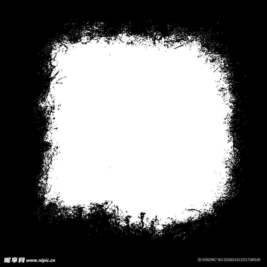 黑白毛边方形空白背景图