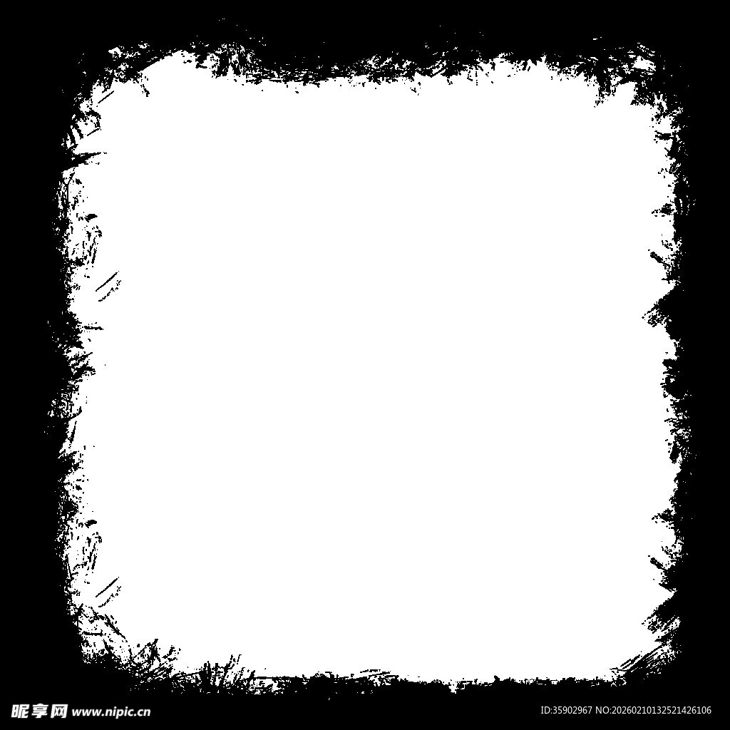 黑色毛边方形空白边框