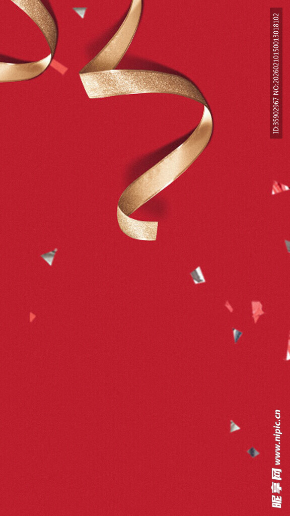 红色背景飘带彩带装饰图