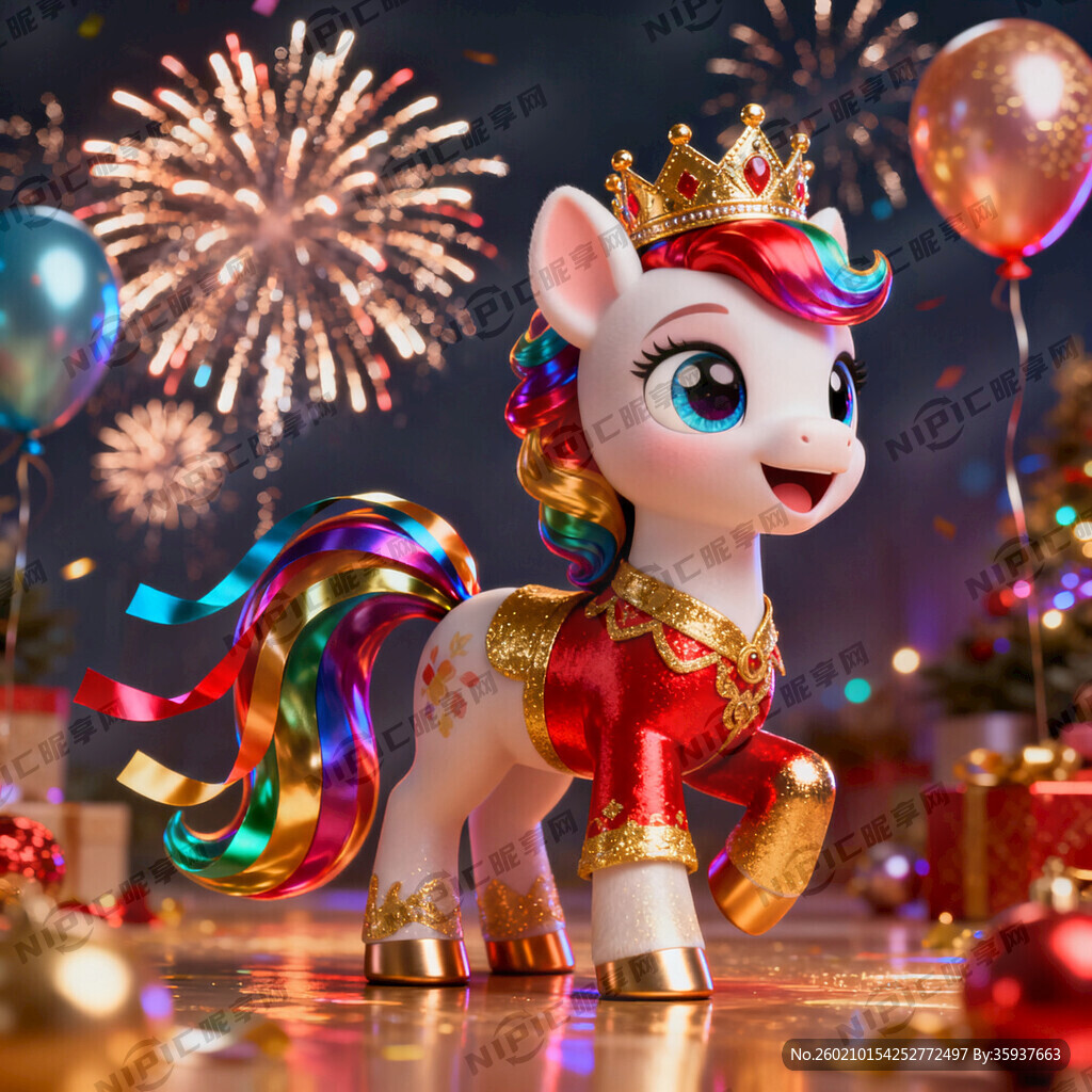 我想要喜庆一点的卡通拟人小马