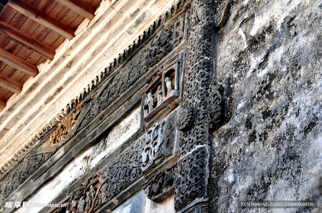 婺源中式古建筑屋檐细节