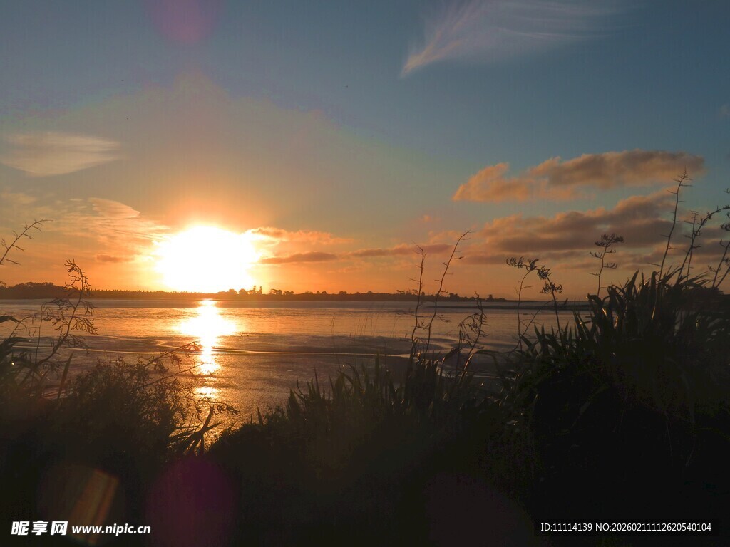 奥克兰海边日落美景