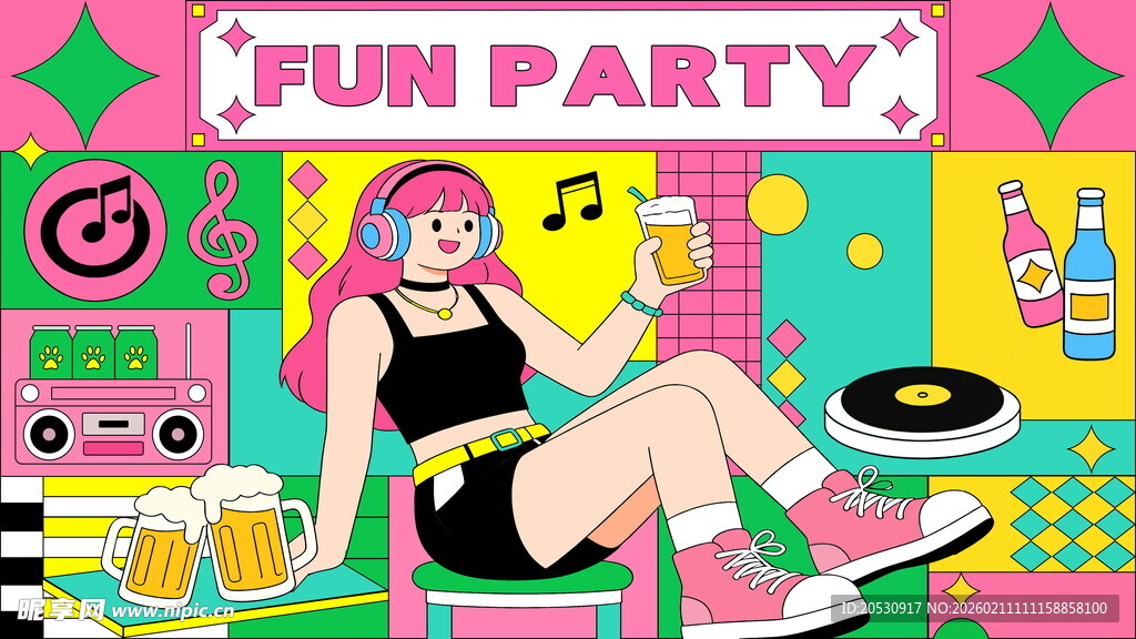 复古派对时尚女孩