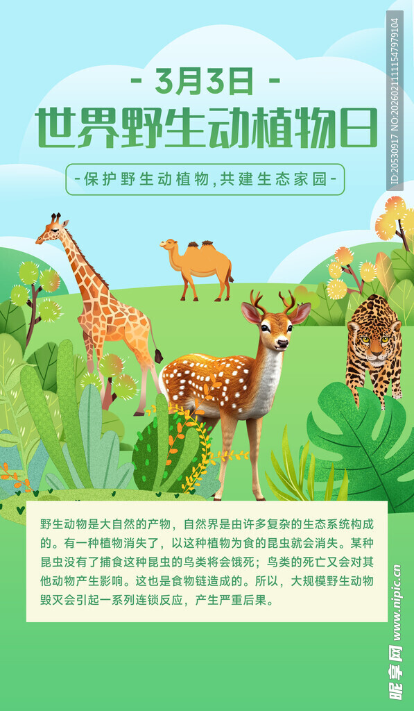 世界野生动植物日宣传图