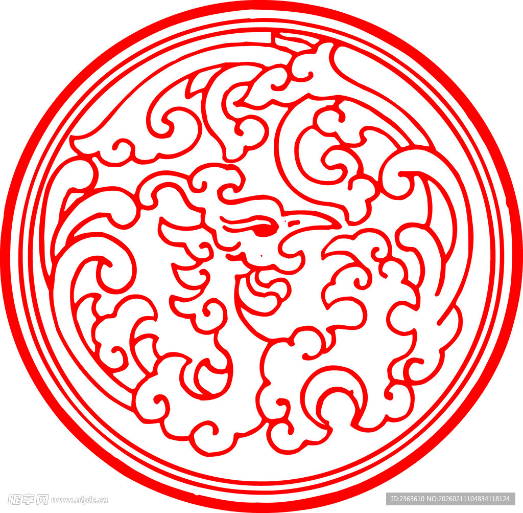 传统中式圆形吉祥花纹图案