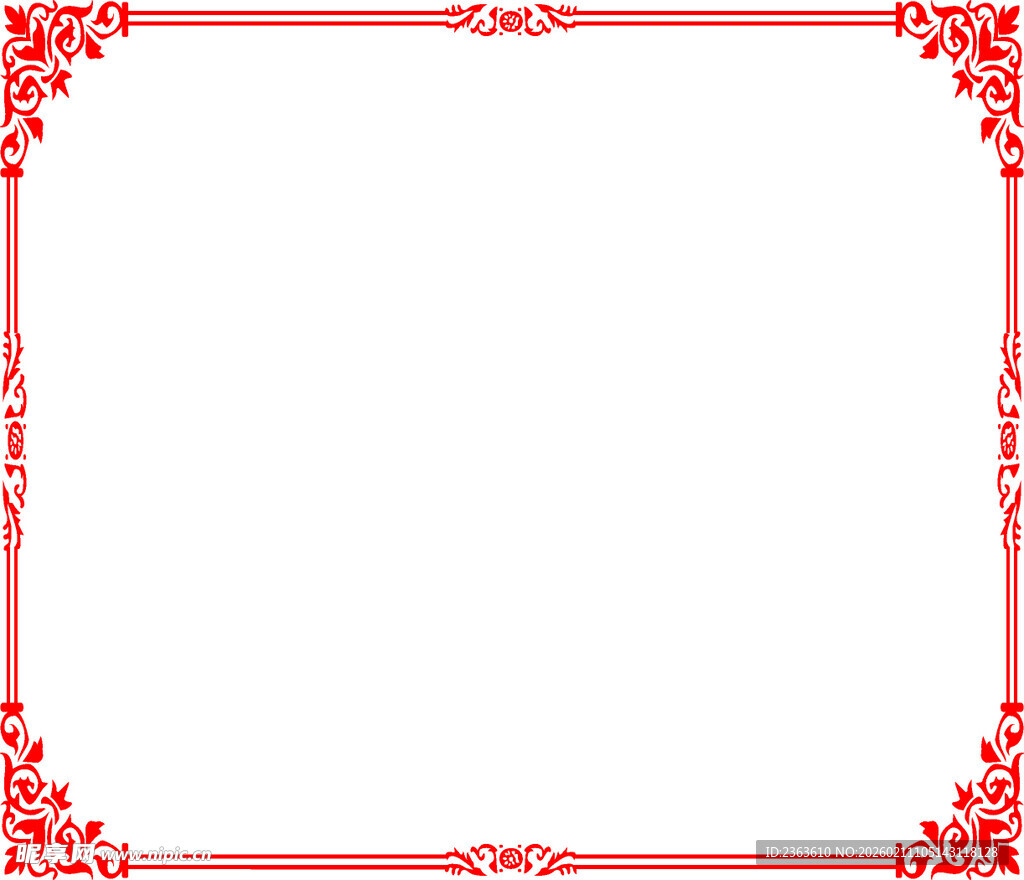 红色中式花纹边框图案