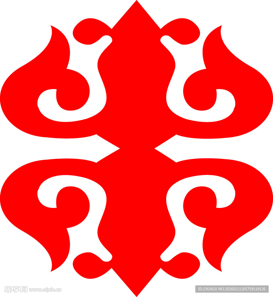 传统红色对称花纹图案