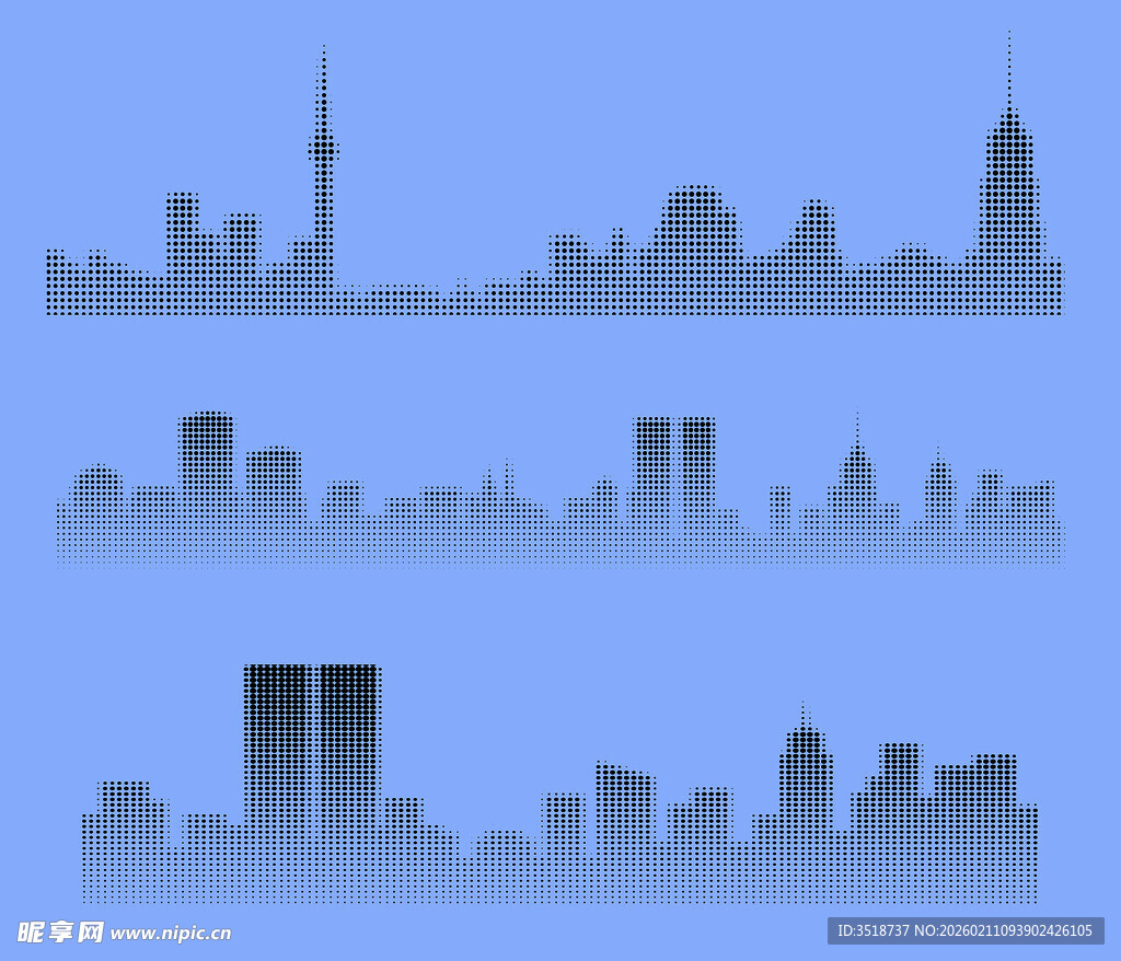 波点城市剪影图