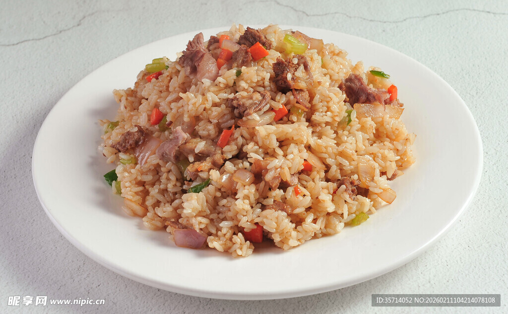 美味炒饭摆于白盘