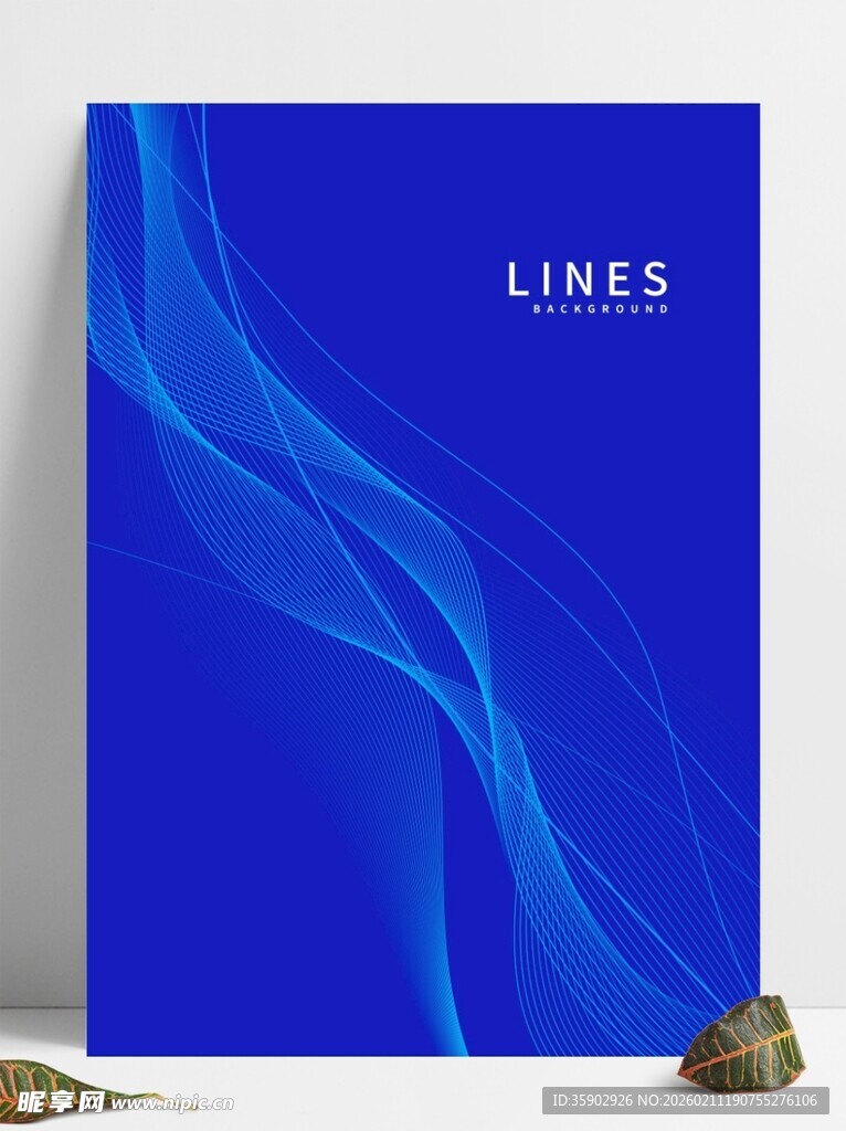 蓝色线条抽象艺术画作