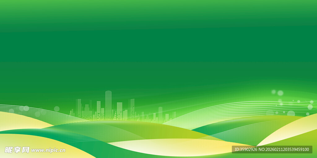 绿色几何城市背景图