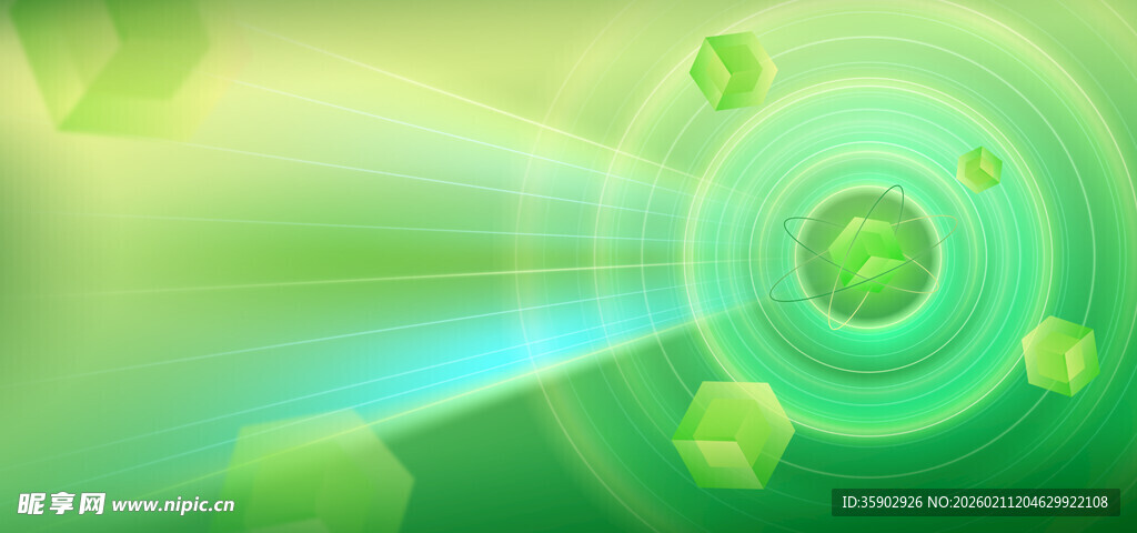 梦幻绿调抽象光晕背景图