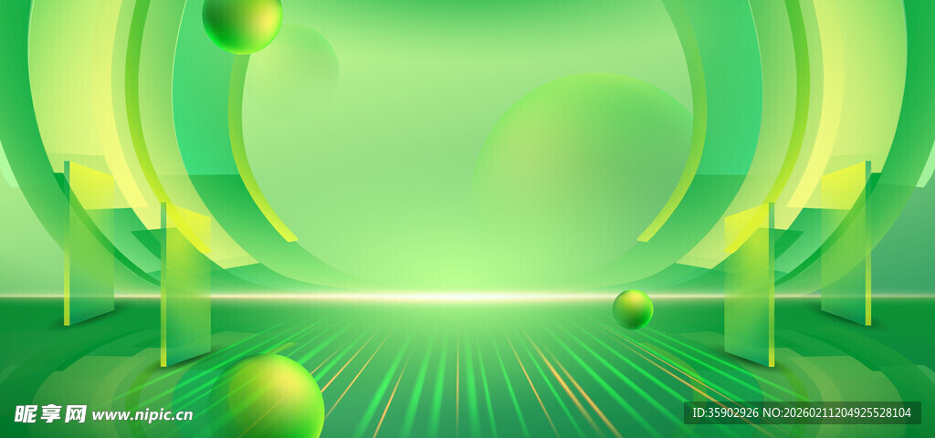 梦幻绿色科技空间场景