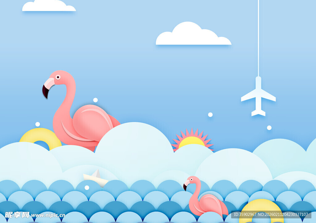 梦幻海洋中的火烈鸟奇遇