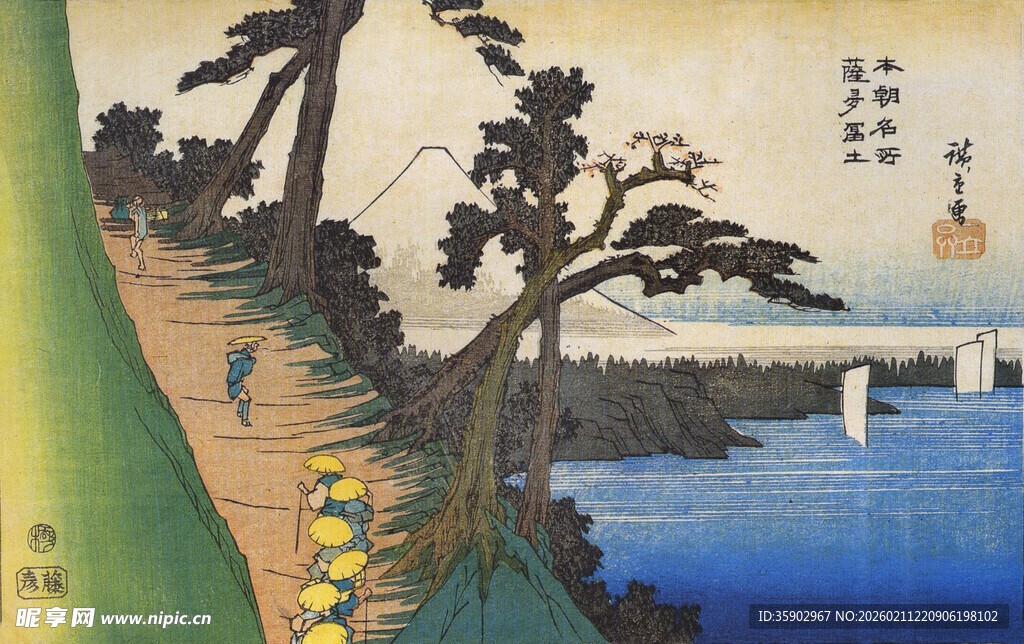 日式风景绘画中的自然景致