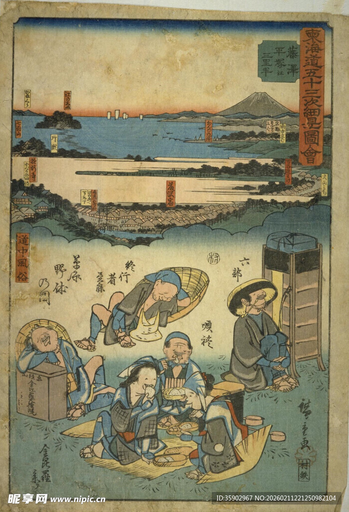 日本传统浮世绘场景画面