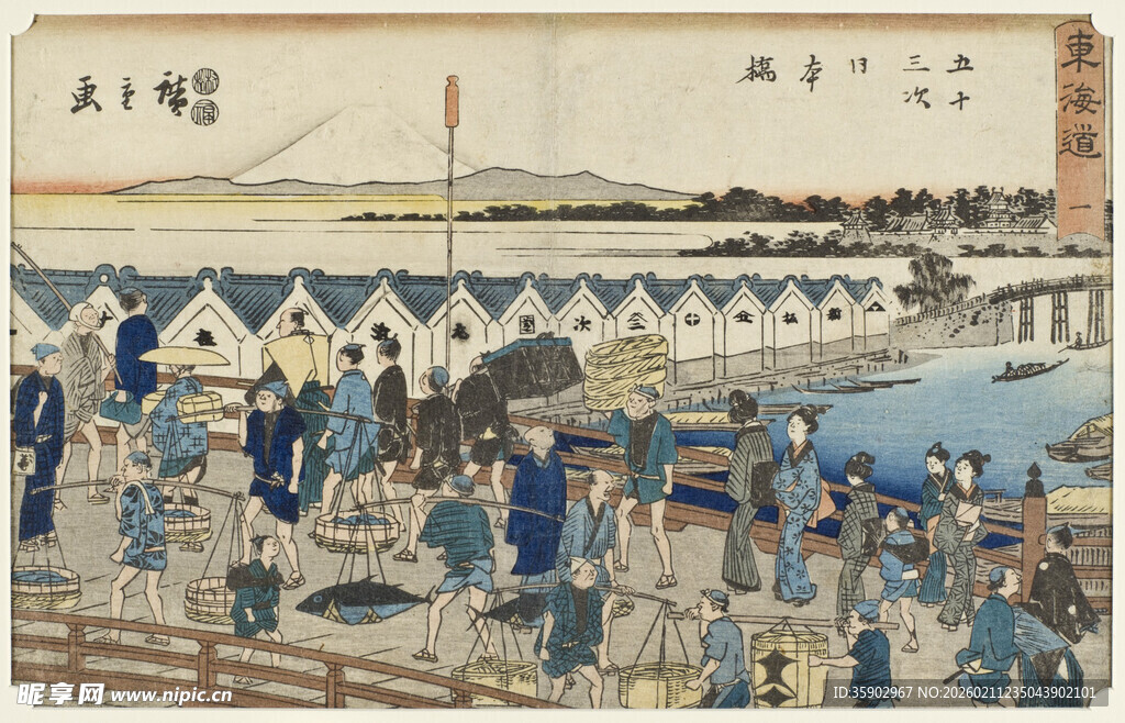 江户时代河岸热闹场景