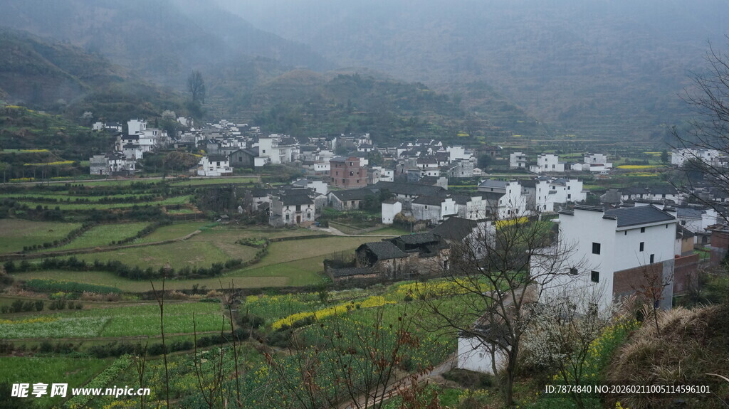 婺源雾中乡村美景