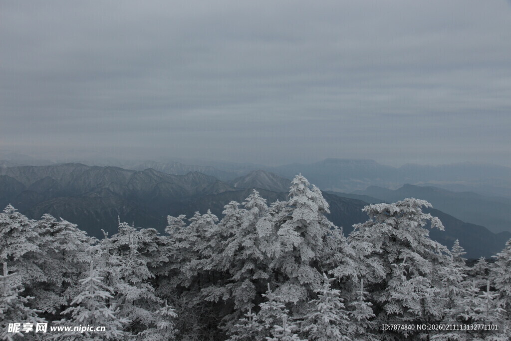 雪覆山林 雾霭中的冬日盛景