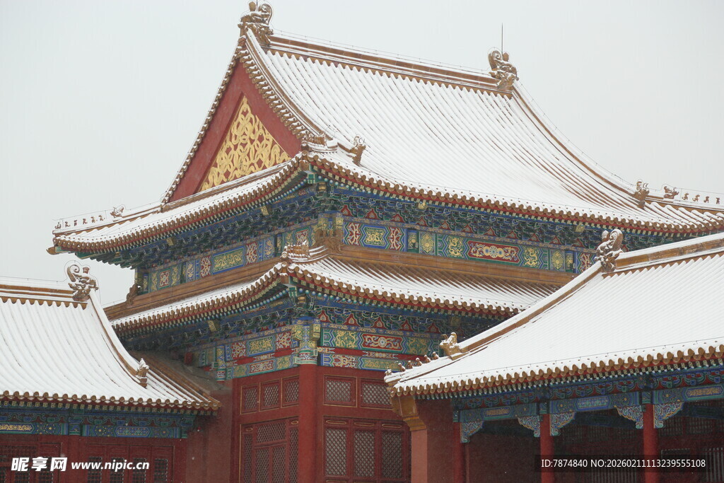 故宫雪景中式古建筑之美