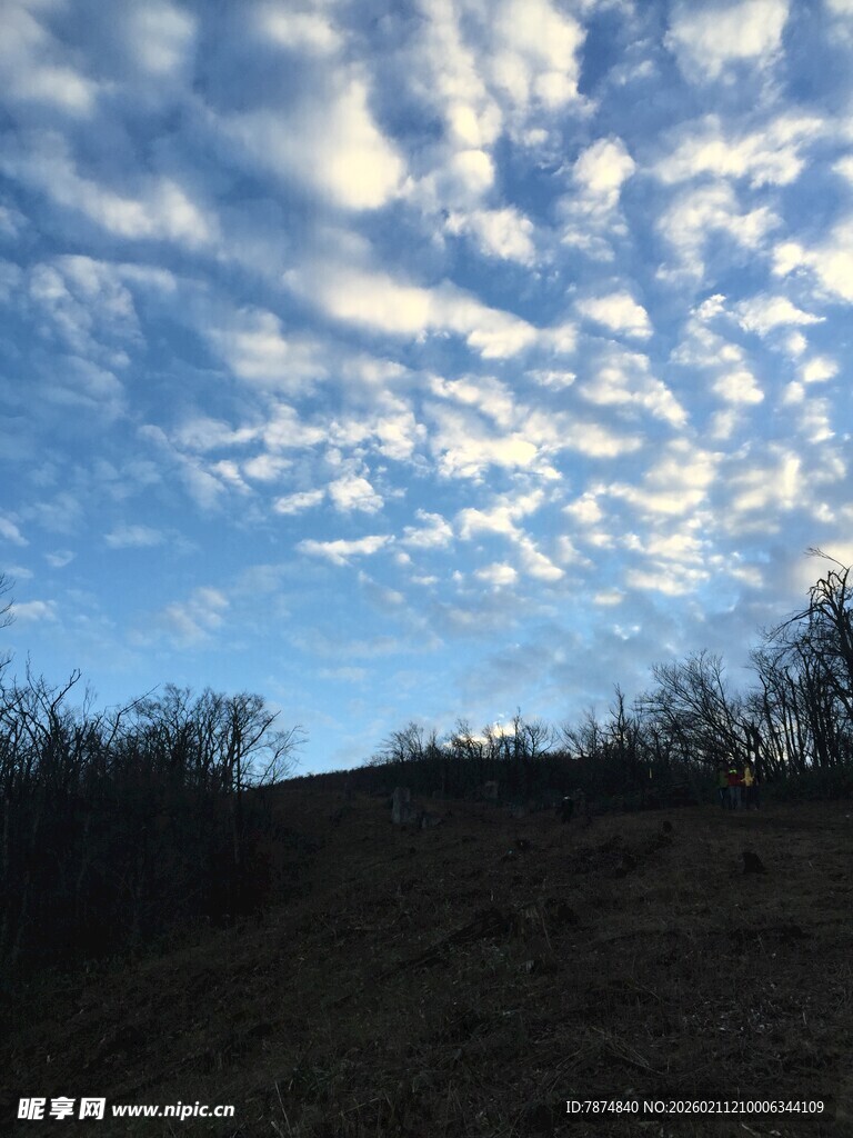 蓝天草地间的云景
