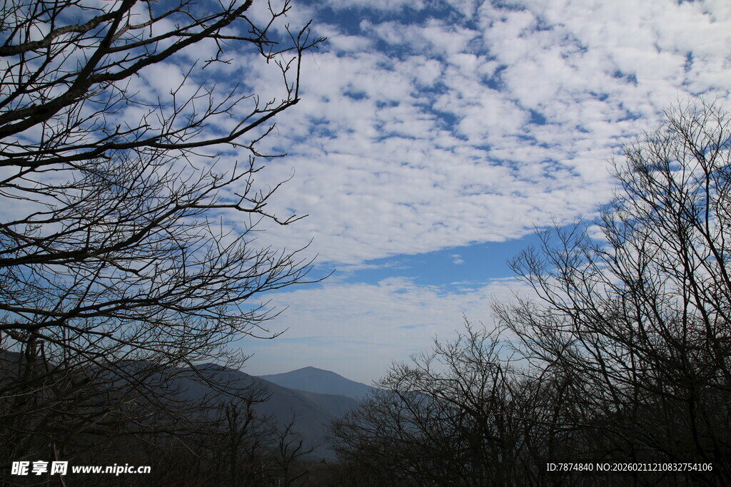 冬日山林上空的云景