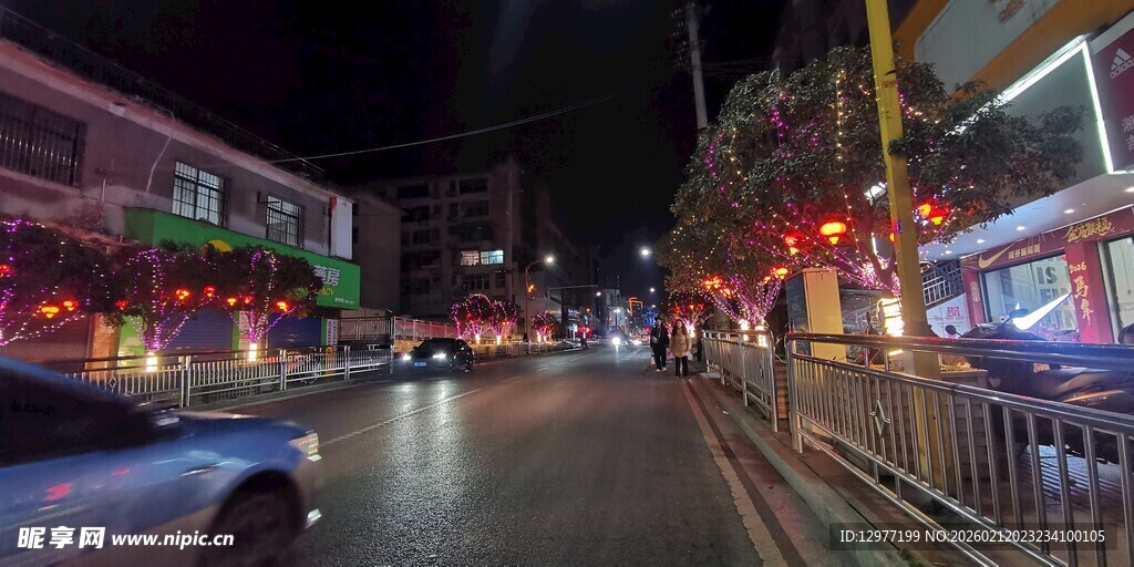 夜晚城市街道绚丽夜景