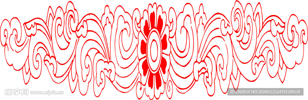 红色精美花纹装饰图案