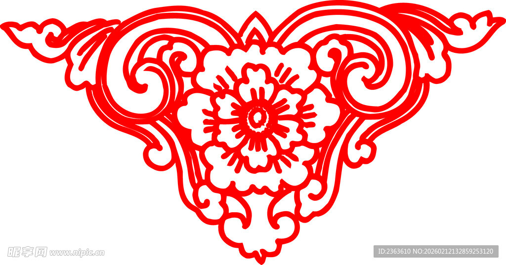 传统红色剪纸花纹图案