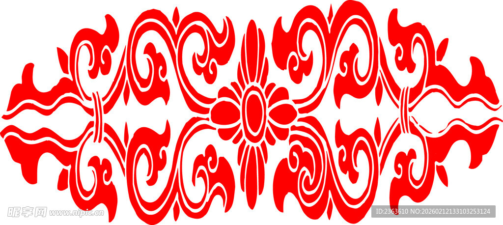 粉色对称花纹装饰图案