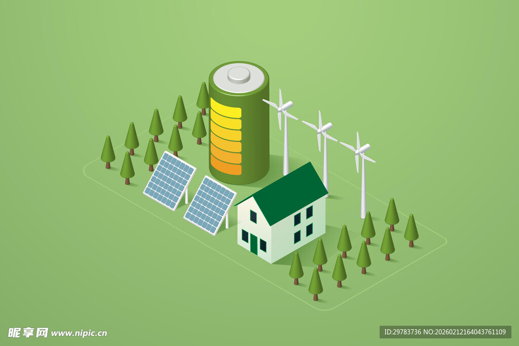 光伏储能手绘素材