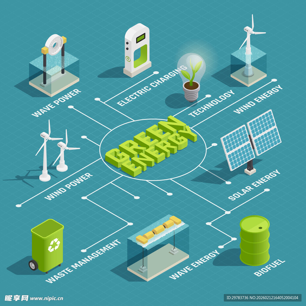 光伏储能手绘素材