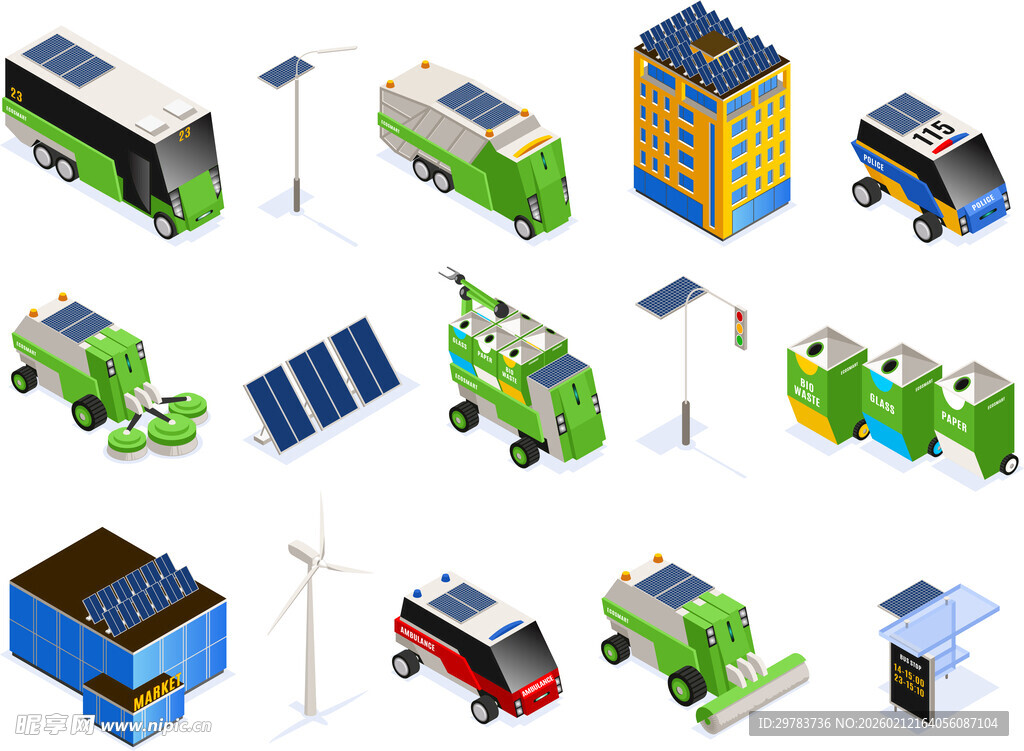 光伏储能手绘素材