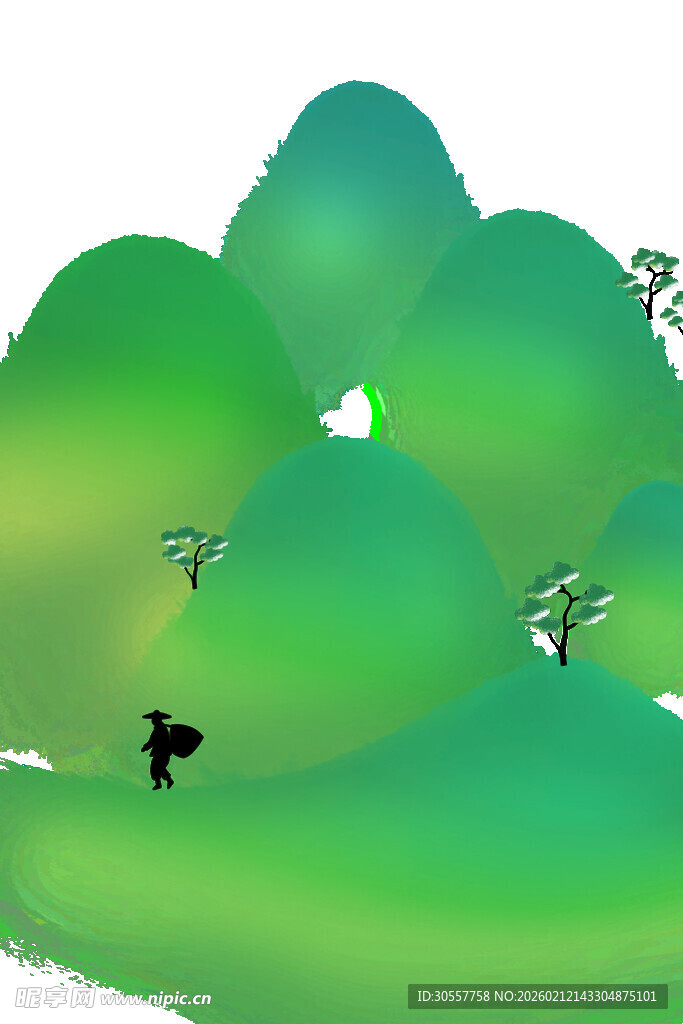 春天渐变弥散风扁平群山