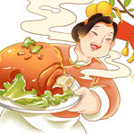 彩色卡通开心猪蹄厨师