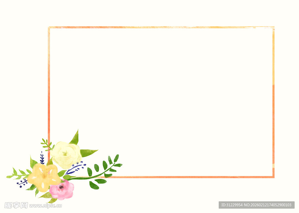 花卉装饰的简约边框设计