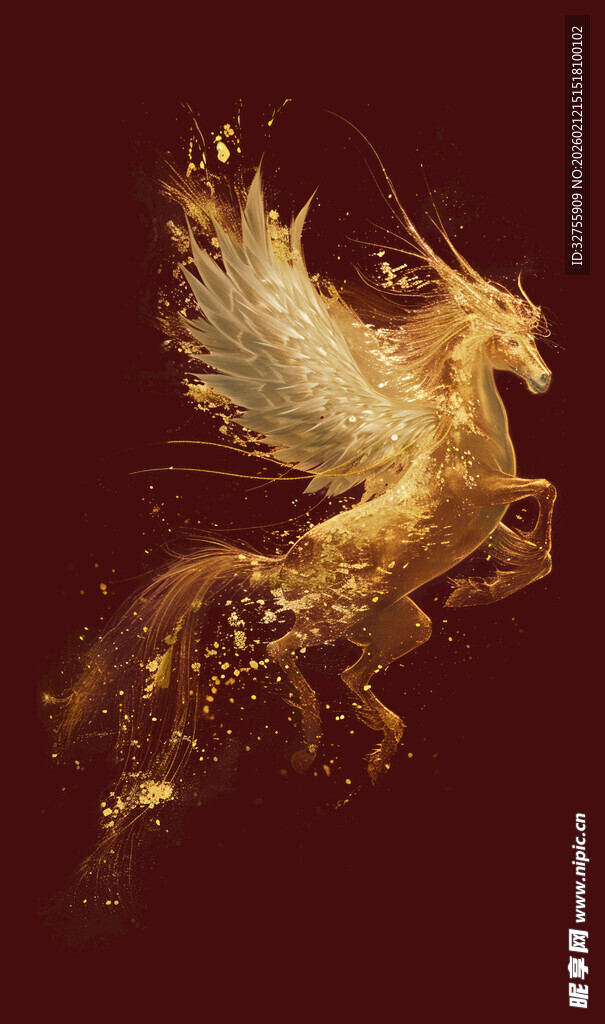 金色飞马飞翼神兽腾空而起